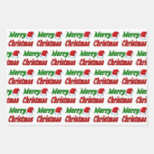 メリークリスマスサンタハットレッドグリーンタイポグラフィ ラッピングペーパーシート (正面2)