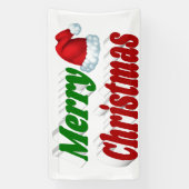 メリークリスマスサンタハットレッドグリーンタイポグラフィ 横断幕 (縦)