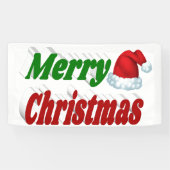 メリークリスマスサンタハットレッドグリーンタイポグラフィ 横断幕 (横)