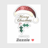 メリークリスマスサンタハットレッド金ゴールドグリーンキラキラ シール (シート)