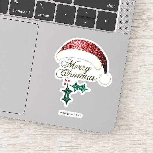 メリークリスマスサンタハットレッド金ゴールドグリーンキラキラ シール (詳細)