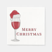 メリークリスマスサンタハットワイングラスのホリデーパーティー スタンダードカクテルナプキン (正面)
