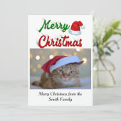 メリークリスマスサンタハット写真レッド・グリーン シーズンカード (スタンド正面)