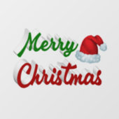 メリークリスマスサンタハット赤い緑のスクリプト ウィンドウサイン (シート)