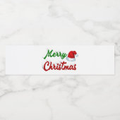 メリークリスマスサンタハット赤い緑のスクリプト ペットボトルラベル (シングルラベル)