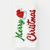 メリークリスマスサンタハット赤い緑のスクリプト 横断幕 (縦)