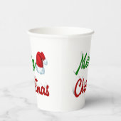 メリークリスマスサンタハット赤い緑のスクリプト 紙コップ (右)