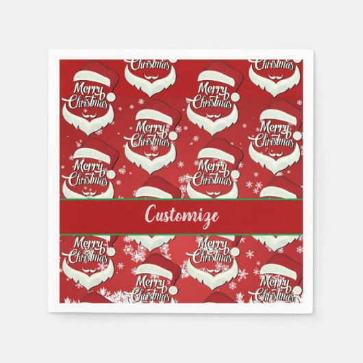 メリークリスマスサンタハット スタンダードカクテルナプキン (正面)