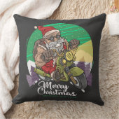 メリークリスマスサンタバイクもしくは自転車に乗る人装飾用クッション クッション (ブランケット)