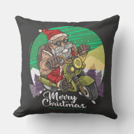 メリークリスマスサンタバイクもしくは自転車に乗る人装飾用クッション クッション