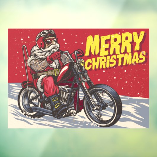 メリークリスマスサンタバイクもしくは自転車に乗る人 ウィンドウサイン (シート3)