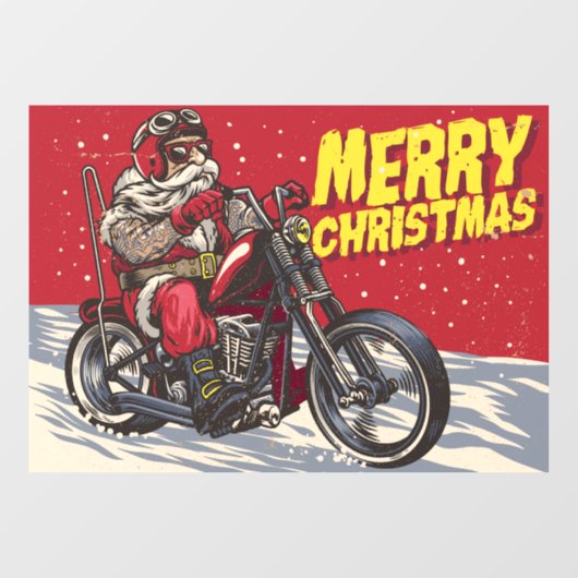 メリークリスマスサンタバイクもしくは自転車に乗る人 ウィンドウサイン (シート)