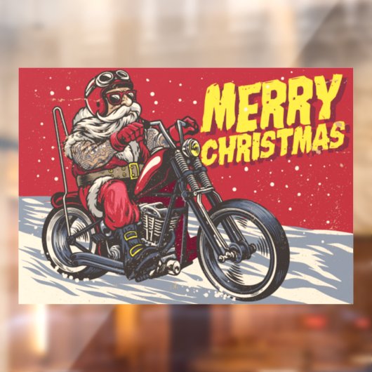 メリークリスマスサンタバイクもしくは自転車に乗る人 ウィンドウサイン (シート2)