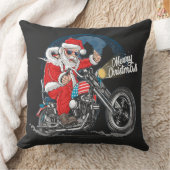 メリークリスマスサンタバイクもしくは自転車に乗る人 クッション (ブランケット)