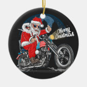 メリークリスマスサンタバイクもしくは自転車に乗る人 セラミックオーナメント (正面)
