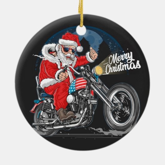 メリークリスマスサンタバイクもしくは自転車に乗る人 セラミックオーナメント (裏面)