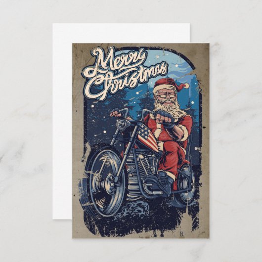 メリークリスマスサンタバイクもしくは自転車に乗る人USA (正面/裏面)