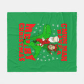 メリークリスマスサンタバイデン氏カマラハリス恐竜 フリースブランケット (正面(横))