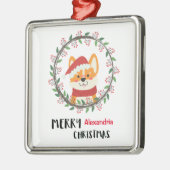 メリークリスマスサンタパピーがパーソナライズ メタルオーナメント (左)