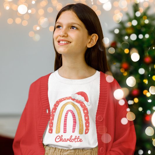 メリークリスマスサンタパーソナライズされたハットレインボーT-S トライブレンドTシャツ
