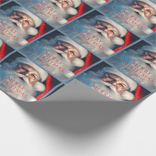 メリークリスマスサンタフェスティバルパーソナライズされた名 ラッピングペーパー (角)