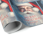 メリークリスマスサンタフェスティバルパーソナライズされた名 ラッピングペーパー (ロールコーナー)