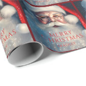 メリークリスマスサンタフェスティバルパーソナライズされた名 ラッピングペーパー (ロールコーナー)