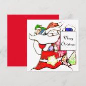メリークリスマスサンタフラットカード (正面/裏面)