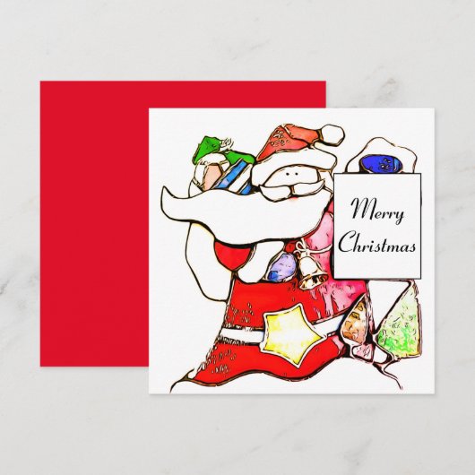 メリークリスマスサンタフラットカード (正面/裏面)