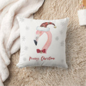 メリークリスマスサンタフラミンゴレッドタイポグラフィ クッション (ブランケット)