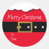 メリークリスマスサンタベルトギフトラベル パーソナライズされた ラウンドシール (正面)