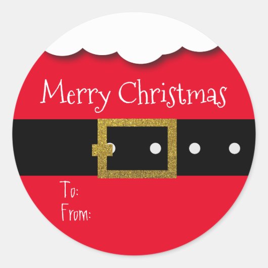 メリークリスマスサンタベルトギフトラベル パーソナライズされた ラウンドシール (正面)