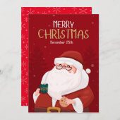 メリークリスマスサンタホリデーカード シーズンカード (正面/裏面)