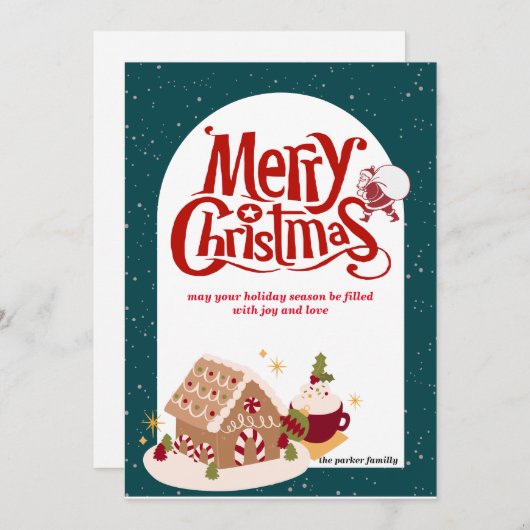 メリークリスマスサンタホリデーカード シーズンカード (正面/裏面)