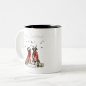 メリークリスマスサンタボクサードッグギフトクリスマス ツートーンマグカップ (正面左)