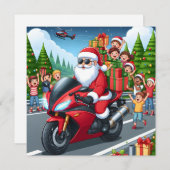 メリークリスマスサンタモーターサイクルフラットカード シーズンカード (正面/裏面)