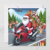 メリークリスマスサンタモーターサイクルフラットカード シーズンカード (正面)