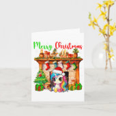 メリークリスマスサンタユニコーンクリスマスシンボルマチン カード (黄色い花)