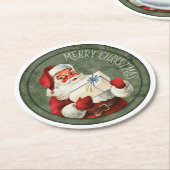 メリークリスマスサンタラウンド紙コースター ラウンドペーパーコースター (アングル)