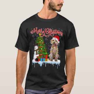メリークリスマスサンタラブラドールライトクリスマスツリー Tシャツ