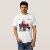 メリークリスマスサンタレッドトラクターフクールァーム Tシャツ (正面フル)