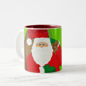 メリークリスマスサンタレッド/グリーンおもしろいマグカップ ツートーンマグカップ (正面左)