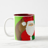 メリークリスマスサンタレッド/グリーンおもしろいマグカップ ツートーンマグカップ (左)