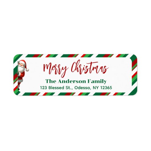 メリークリスマスサンタレッド+グリーン差出人住所 ラベル (正面)