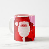 メリークリスマスサンタレッド/ピンクの女の子マグカップ ツートーンマグカップ (正面左)