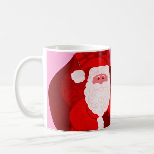 メリークリスマスサンタレッド/ピンク名ガールズマグ コーヒーマグカップ (左)