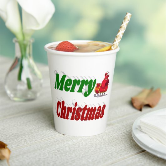 メリークリスマスサンタレータイポグラフィ 紙コップ (インサイチュ)