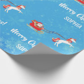 メリークリスマスサンタレーパーソナライズされたユニコーン ラッピングペーパー (角)