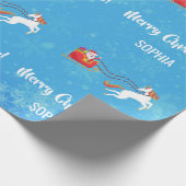 メリークリスマスサンタレーパーソナライズされたユニコーン ラッピングペーパー (角)