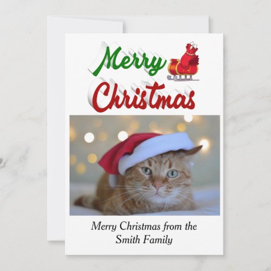 メリークリスマスサンタレー写真のスクリプト シーズンカード (正面)